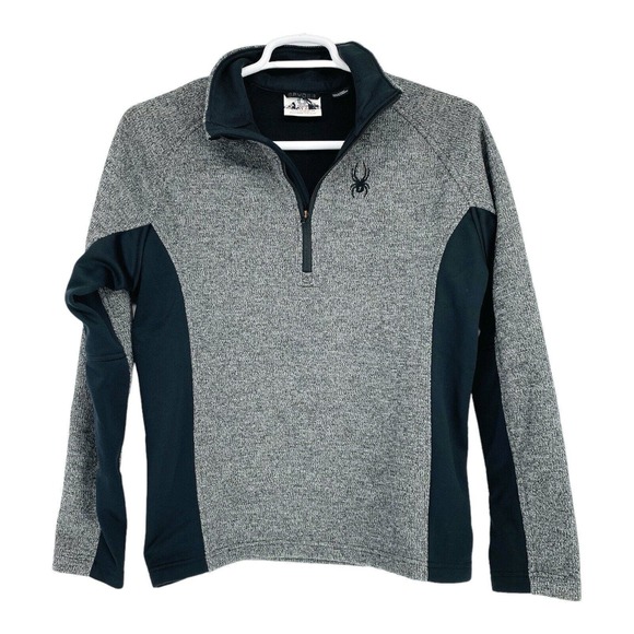 Spyder Men’s Size Medium Gray/Black 1/4 Zip Pullover‎ Long Sleeve-EXCELLENT - Picture 1 of 6